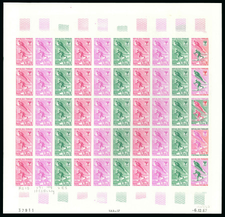 Stamp of France » Émissions à partir de 1900 1968, ensemble de 5 feuilles de 50 essais de couleurs