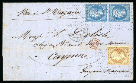 Stamp of France » Lettres Classiques 1865, lettre pour Cayenne (Guyane Française) avec bel