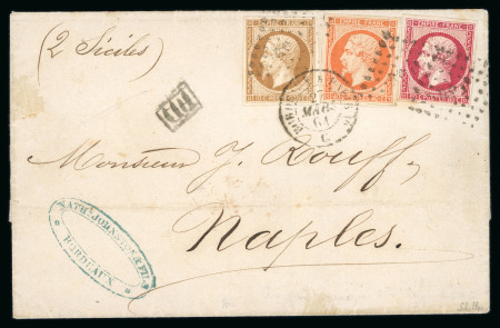 Stamp of France » Lettres Classiques 1861, bel affranchissement tricolore de Bordeaux pour