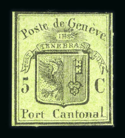 Stamp of Switzerland / Schweiz » Kantonalmarken » Genf 1846, grosser Adler gelbgrün ungebraucht