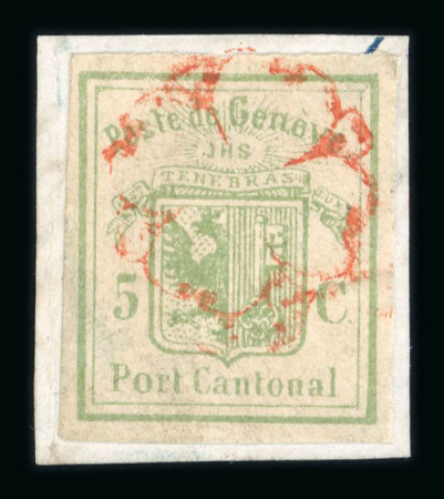 Stamp of Switzerland / Schweiz » Kantonalmarken » Genf 1849, Genfer Ganzsachenaussschnitt auf kleinem Briefstück