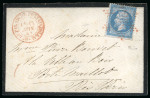 Stamp of France » Lettres Classiques 1864, petite enveloppe affranchie d'un Napoléon dentelé