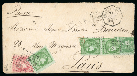 Stamp of Uruguay 1870 (Jul 31) envelope from Montevideo to France with 1870 Bordeaux with Y&T no. 42B + no. 49