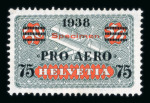 Stamp of Switzerland / Schweiz » Flugpost » Flugmarken 1938, Pro Aero 75 auf 50 Rp. mit rotem Aufdruck « Specimen »