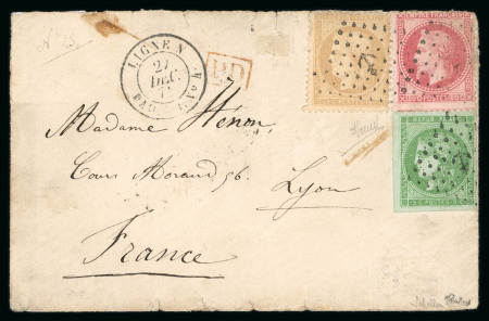 Stamp of China » Foreign Post Offices » French Post Offices 1872 envelope franked with 1867 80c Empire, 1870 10c Ceres and 1871 5c Bordeaux