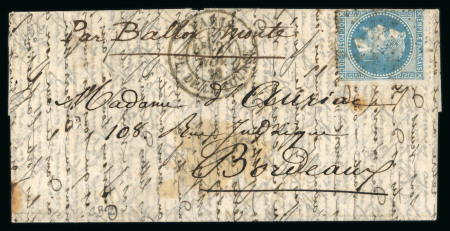 Stamp of France » Ballons Montés 1870, Lettre par Ballon Monté "Le Franklin" à  destination