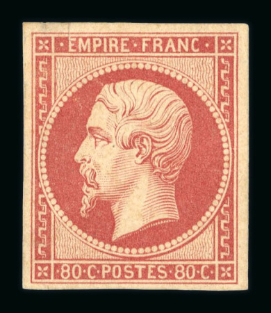 Stamp of France » Empire 1853-1862 1853, Napoléon non dentelé Y&T n°17B 80c rose neuf*