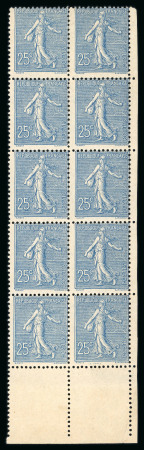 Stamp of France » Émissions à partir de 1900 1903, semeuse lignée Y&T n°132 25c bleu en bloc de