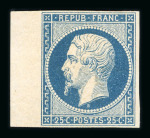 Stamp of France » Présidence de 1852 1852, Napoléon non dentelé Y&T n°10 25c bleu neuf avec