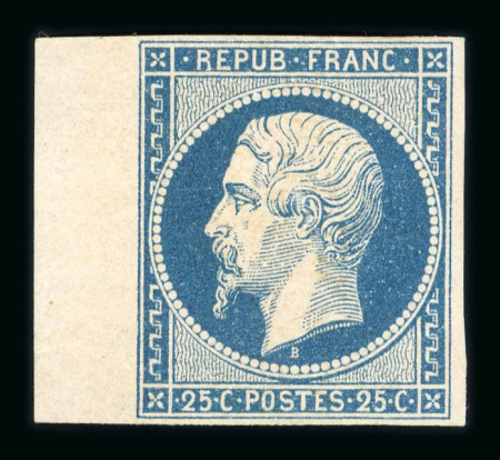 Stamp of France » Présidence de 1852 1852, Napoléon non dentelé Y&T n°10 25c bleu neuf avec