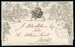 Stamp of Great Britain » 1840 Mulreadys & Caricatures » 1d Lettersheets and Envelopes 1843 (Jun 23) 1d Mulready lettersheet, stereo A54, sent from London to Leeds with London number "6" in Maltese cross