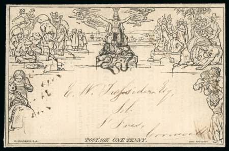Stamp of Great Britain » 1840 Mulreadys & Caricatures » Advertising Letter Sheets 1d Mulready lettersheet, with printed advert inside for the Atlas Assurance Company and cancelled by very good London number "11" in MC