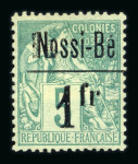 Stamp of Colonies françaises » Nossi-Bé 1893, Y&T n° 19-22, les n° 19-21 neufs * (le n ° 21