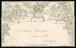 Stamp of Great Britain » 1840 Mulreadys & Caricatures » 1d Lettersheets and Envelopes 1842 (May 4) 1d Mulready lettersheet, stereo A23 forme 2, cancelled by superb black thin lined Edinburgh special type 1 MC in black