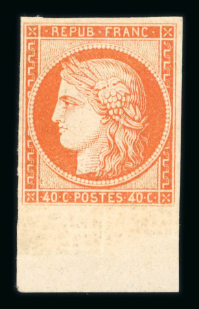 Stamp of France » Type Cérès de 1849-1850 1849, Cérès Y&T n° 5A, 40c orange, neuf * gomme d'origine