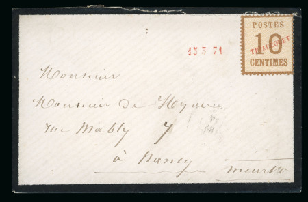 Stamp of France » Guerre de 1870-1871 1871, superbe lettre de deuil affranchie avec timbre