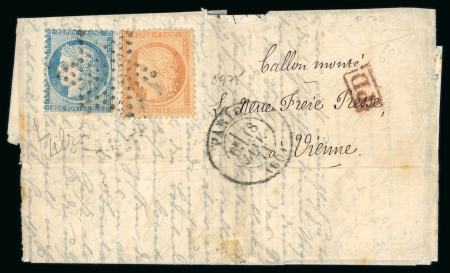 Stamp of France » Ballons Montés 1871, rare ballon monté affranchi avec timbres type