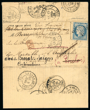 Stamp of France » Ballons Montés 1871, exceptionnel ballon monté Gazette des Absents pour la Nouvelle-Calédonie