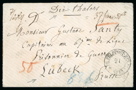 Stamp of France » Guerre de 1870-1871 1870, petite lettre chargée affranchie avec timbres
