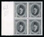 Stamp of Egypt » 1922-1936 King Fouad I Definitives » Issued Stamps 1923-24 First Portrait Issue 2m and 15m with reversed watermarks in mint n.h. left marginal blocks of four