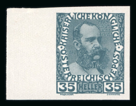 Stamp of Austria » 1890-1918 Issues  1913 Jubiläum Proben auf UNGEZ. dünnem Papier ohne Gummi