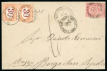 Stamp of Egypt » 1872-75 Penasson 1872 Third Issue lithographic printing 1pi rose-red on front to Italy tied by "Porto-Said" cds with Italian postage dues