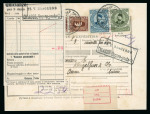 Stamp of Egypt » Commemoratives 1934 UPU 100m and 50m on Bulletin d'Expédition along with 1927-37 5m vert. pair, all tied by Cairo Foreign Parcel Despatch cds