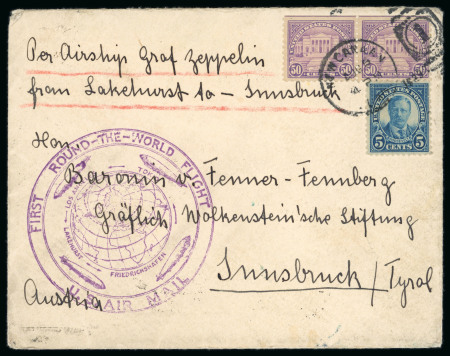 Stamp of United States » 1919 Issues onwards 1929, Zeppelin cover Lakehurst to Innsbruck (Austria)