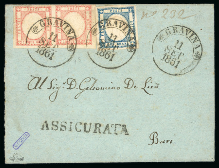 Stamp of Italian States » Naples 1861, nice registered cover from Gravina (Puglia)