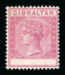 Stamp of Gibraltar 1889-96 10c carmine with value omitted variety, mint