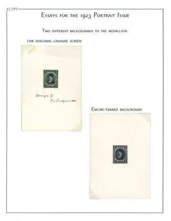 1922 Essays of Harrison & Sons, with one design showing "engine-turned" background and other with smooth background, group