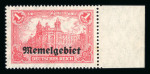 Stamp of Colonies françaises » Memel The Unique Error: Memelgebiet 1 Mark red (on A 113a instead of 94 B II