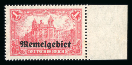 Stamp of Colonies françaises » Memel The Unique Error: Memelgebiet 1 Mark red (on A 113a instead of 94 B II