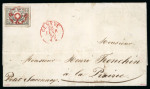 Stamp of Switzerland / Schweiz » "Waadt", "Neuenburg", "Winterthur" 1850, Waadt 4 mit Abart « Rotes Kreuz nach unten verschoben » auf Brief