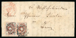 Stamp of Switzerland / Schweiz » "Waadt", "Neuenburg", "Winterthur" 1850, Winterthur im Paar, sehr farbfrisch, auf Brief