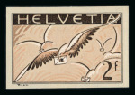 Stamp of Switzerland / Schweiz » Flugpost » Flugmarken Flugpost 2 Fr., auf geriffeltem Faserpapier mit Abart ungezähnt