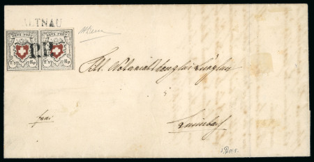 Stamp of Switzerland / Schweiz » Orts-Post und Poste Locale 1851, Orts-Post ohne Kreuzeinfassung im Paar auf Brief