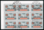 Stamp of Switzerland / Schweiz » Flugpost » Flugmarken 1938, Flugpost 75 auf 50 Rp. mit Aufdruck Pro Aero, im 9er Block