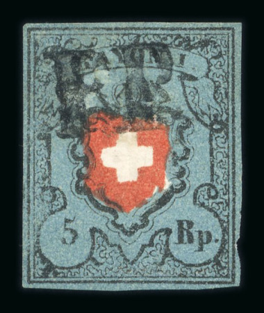 Stamp of Switzerland / Schweiz » Rayonmarken » Rayon I, dunkelblau ohne Kreuzeinfassung 1850, Rayon I dunkelblau ohne Kreuzeinfassung