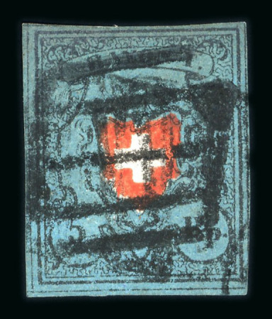 Stamp of Switzerland / Schweiz » Rayonmarken » Rayon I, dunkelblau ohne Kreuzeinfassung 1850, Rayon I dunkelblau ohne Kreuzeinfassung