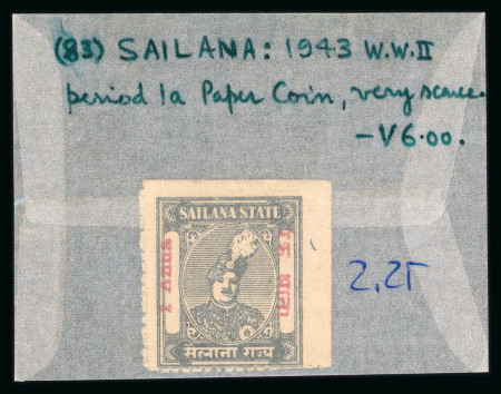 Stamp of Indian States » Sailana 1943 Sailana State WWII period paper coin 1anna. back