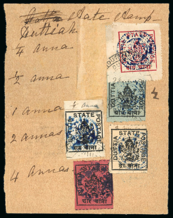 Stamp of Indian States » Duttia 1899-1920 Duttia issues used stamps on a page containing