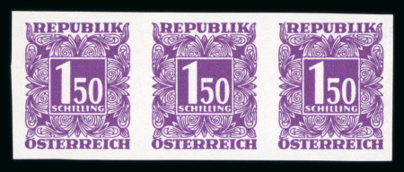 Stamp of Austria » Postage Dues Austria Österreich Portomarken 1949-57 1S50 ungezähnt Dreierstreifen
