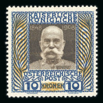Stamp of Austria » 1890-1918 Issues  Austria Österreich 1908 2K--->10K postfr.