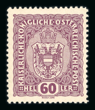 Stamp of Austria » 1890-1918 Issues  Austria Österreich 1916-18 60H Wappen, ungez. + gez.Farbprobe + Essay