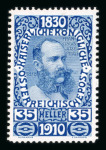 Stamp of Austria » 1890-1918 Issues  Austria Österreich 1910 FARB-PROBENSERIE VON KPL. 17 STÜCK