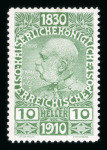 Stamp of Austria » 1890-1918 Issues  Austria Österreich 1910 FARB-PROBENSERIE VON KPL. 17 STÜCK