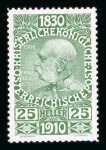 Stamp of Austria » 1890-1918 Issues  Austria Österreich 1910 FARB-PROBENSERIE VON KPL. 17 STÜCK