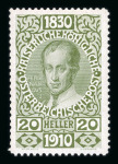 Stamp of Austria » 1890-1918 Issues  Austria Österreich 1910 FARB-PROBENSERIE VON KPL. 17 STÜCK
