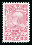 Stamp of Austria » 1890-1918 Issues  Austria Österreich 1910 FARB-PROBENSERIE VON KPL. 17 STÜCK